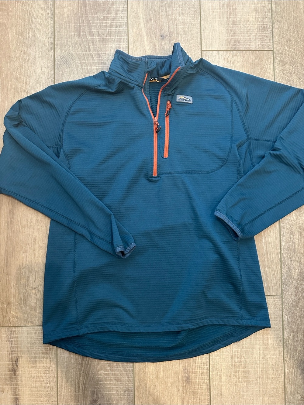 Orvis Men's Teal Performance Quarter-Zip with Orange Zipper